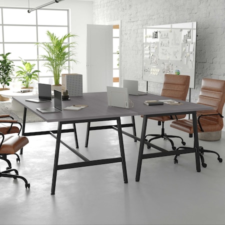 Flash Furniture Redmond 72x36 Conf Tbl w/1in. Thick Dbl Sided Laminate Tbl Top w/PVC and A-Frame Steel Bse, Gry Oak MT-M7236-LTGRY-ABF-GG